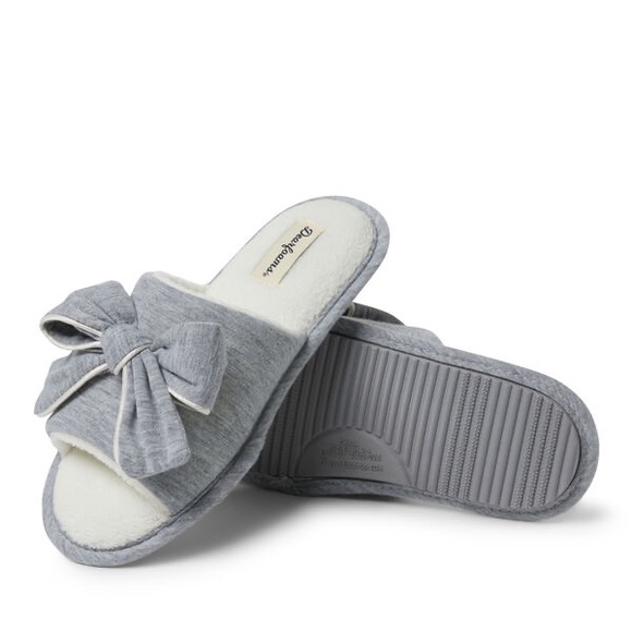 Dearfoams Shoes - Dearfoams Gray Lydia Pajama Slide With Bow, Women’s Size Small US 5-6/ EU 36-37.